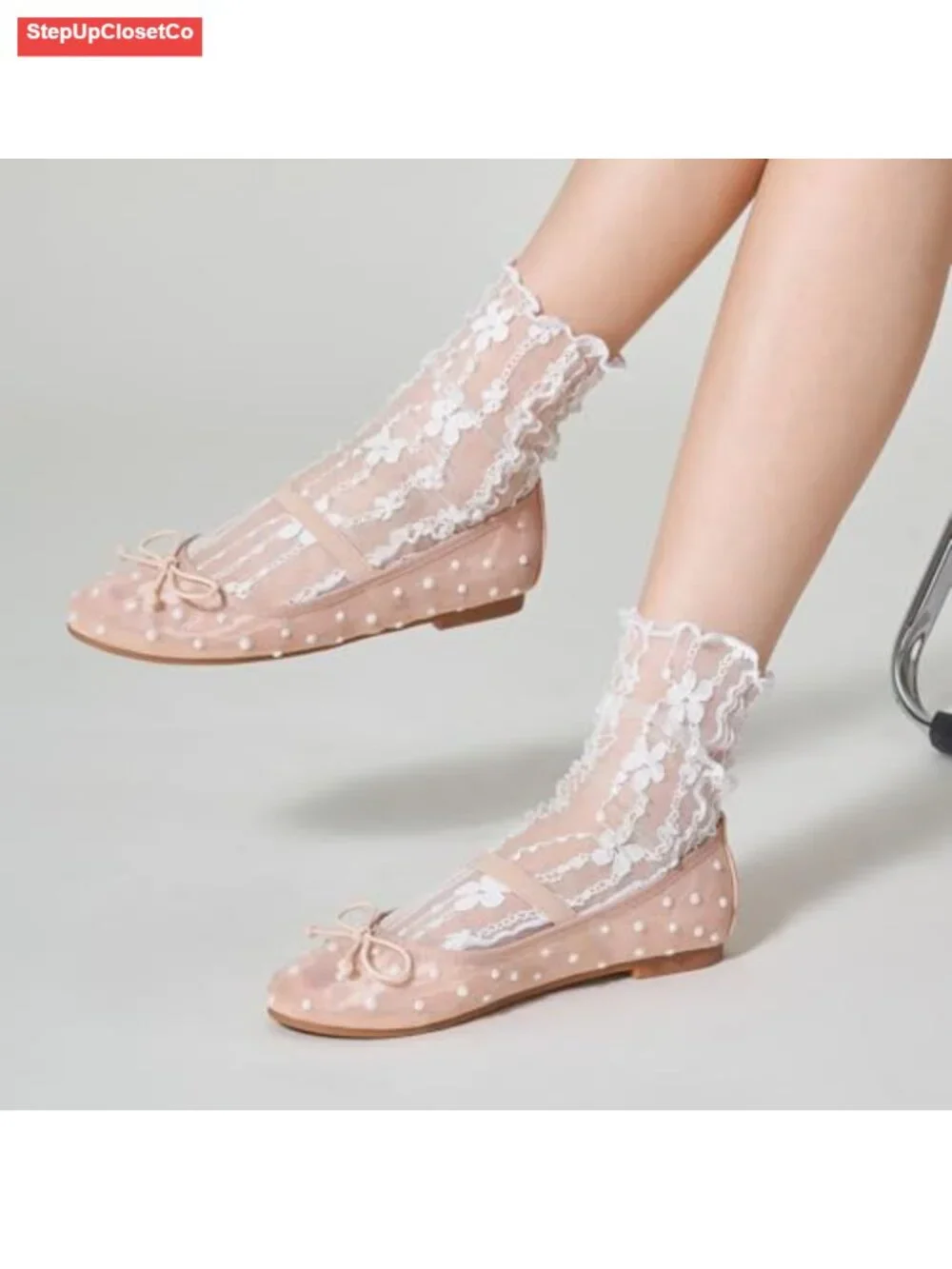 Women's Closed Round Toe Ballet Flats with Elastic Strap Bowknot Comfortable
